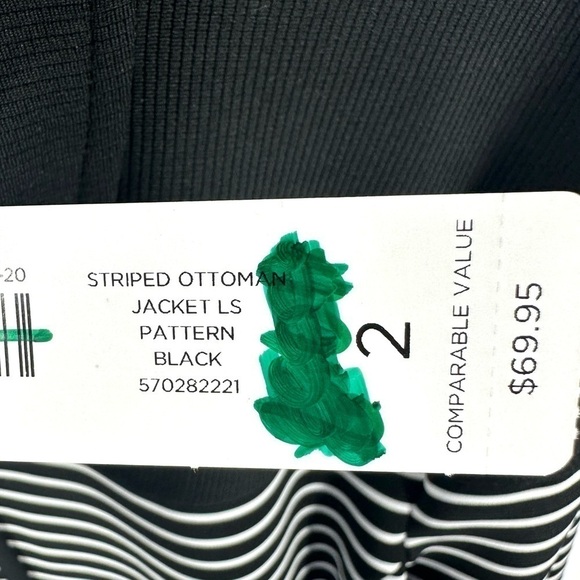 Chicos Jacket Sz 2 US 12 Striped Ottoman Lightweight Pockets Office Career NEW - Picture 5 of 11